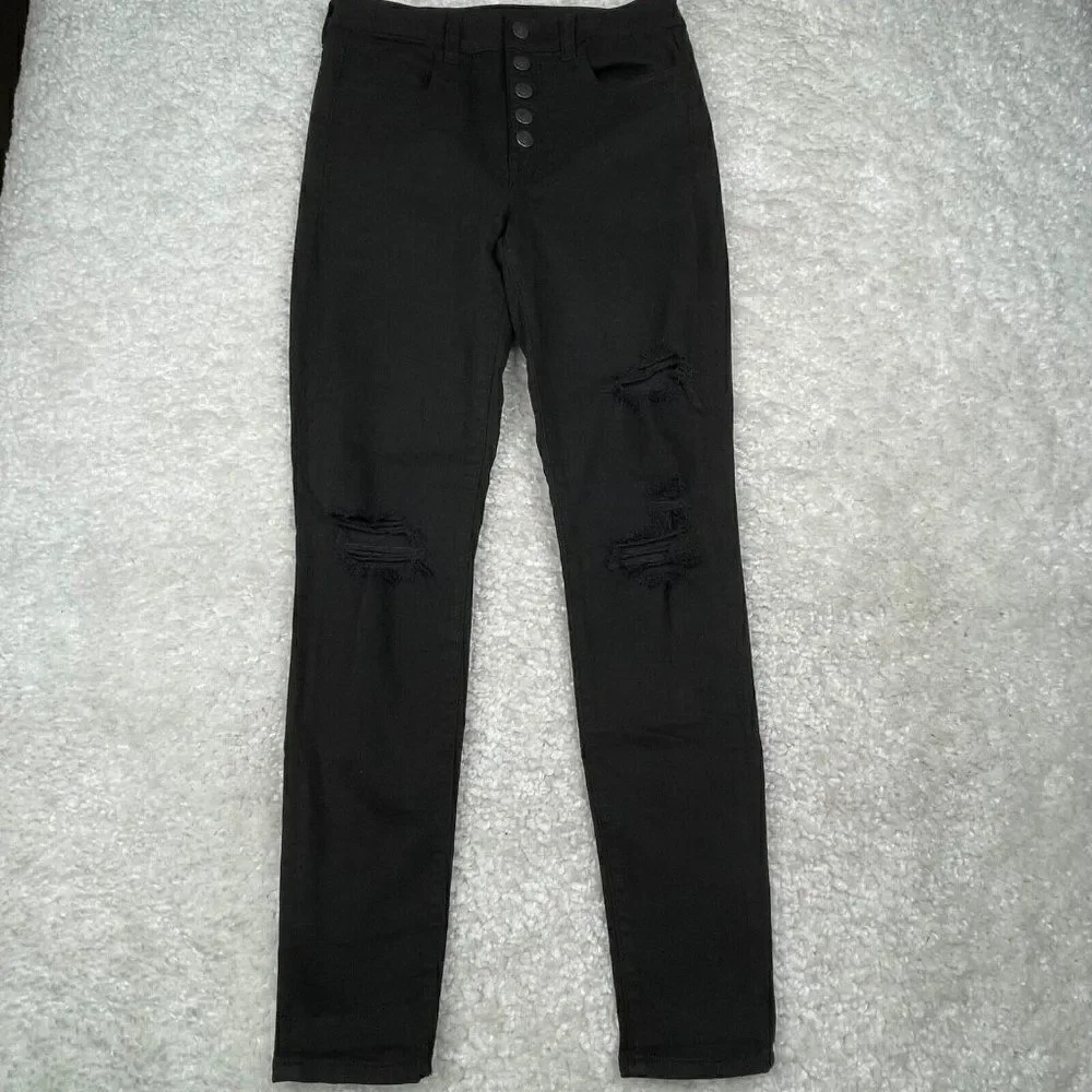 American Eagle Next Level Stretch Super Hi Rise Jegging Black Distress - Picture 2 of 11